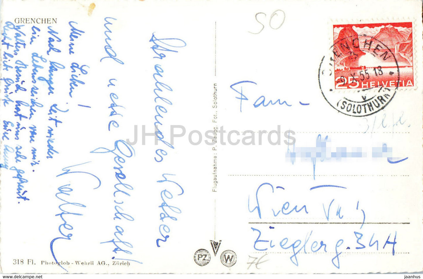 Grenchen - 1955 - old postcard - Switzerland - used