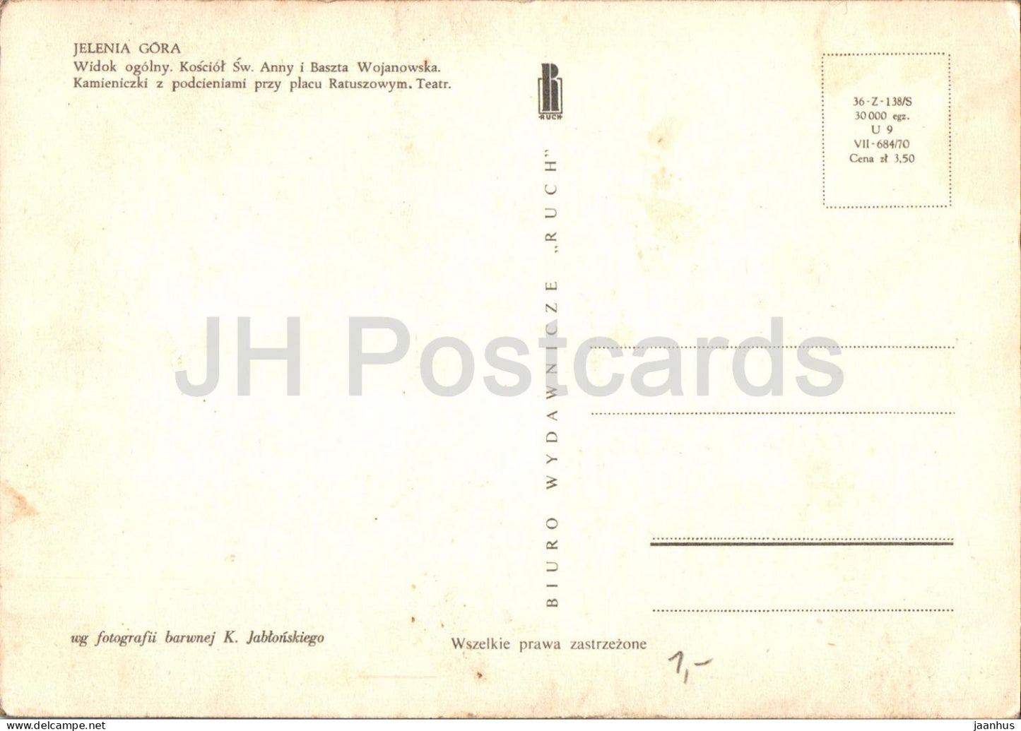 Jelenia Gora - widok ogolny - Kosciol SW Anny - Baszta Wojanowska - Teatr church - theatre - multiview - Poland - unused