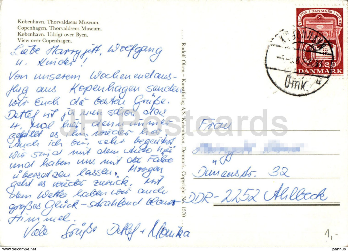 Copenhagen - Kobenhavn - Thorvaldsens Museum - View over Copenhagen - 1570 - 1980 - Denmark - used