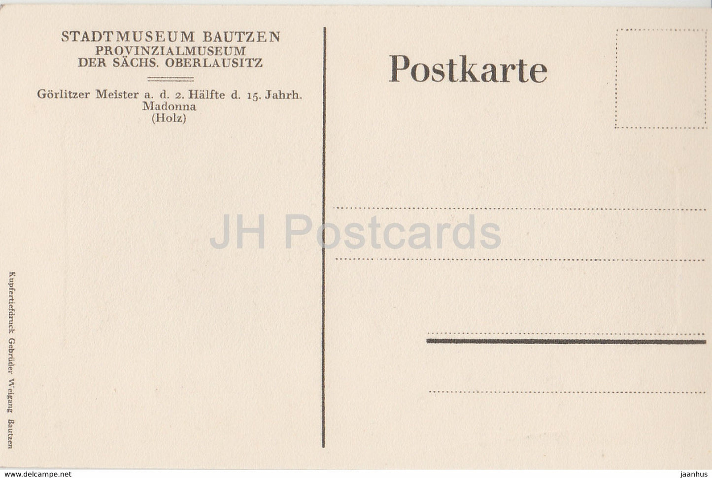 Stadtmuseum Bautzen - Gorlitzer Meister - Madonna - Holz - carte postale ancienne - Allemagne - inutilisée