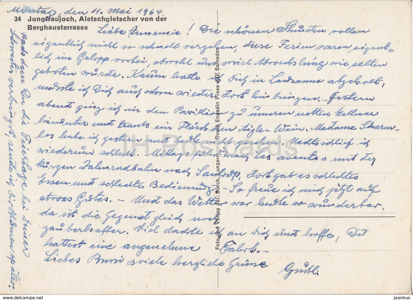 Jungfraujoch - Aletschgletscher von der Berghausterrasse - Gletscher - Teleskop - 1964 - Schweiz - gebraucht