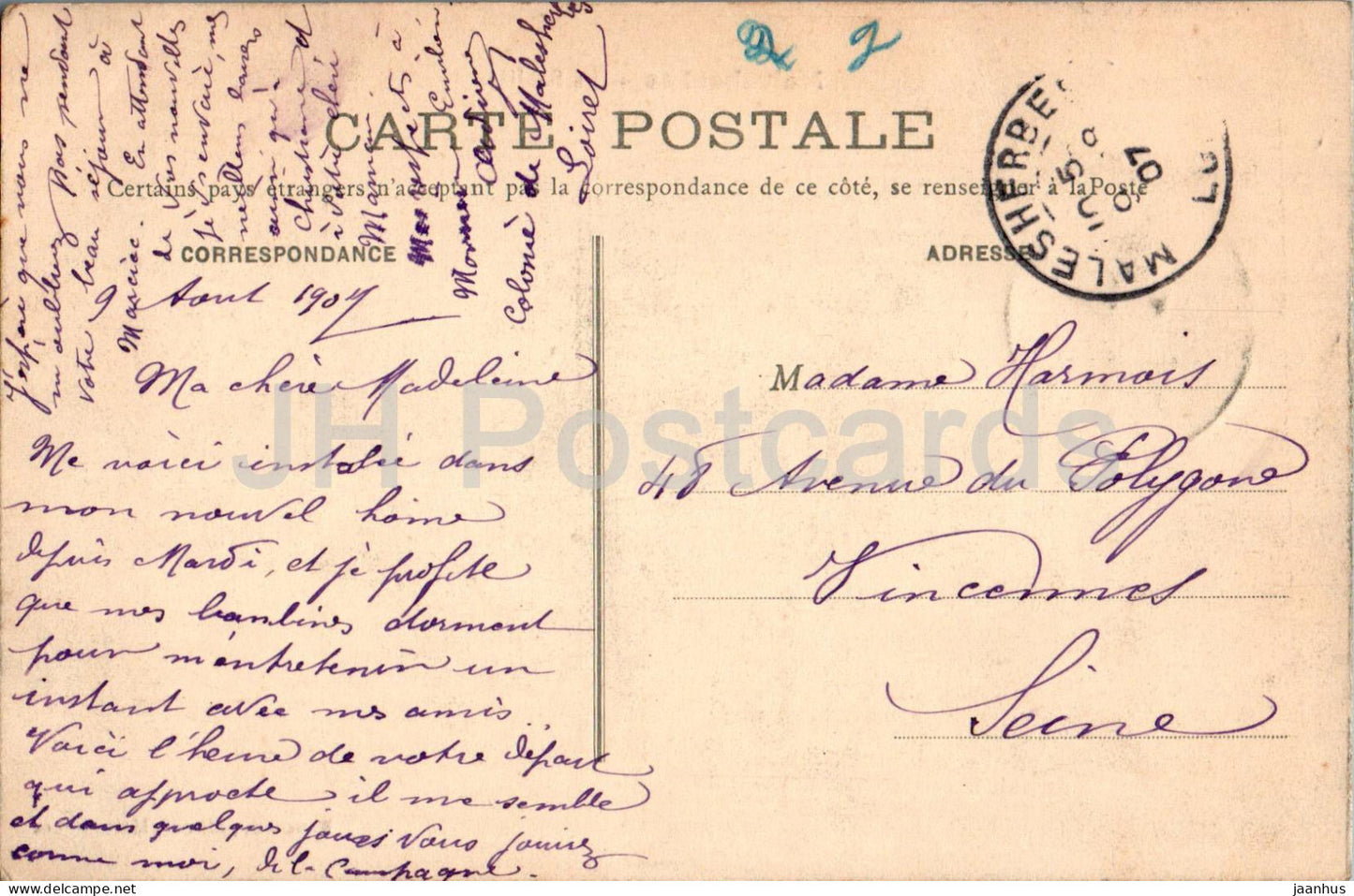 Malesherbes - La Sabliere - old postcard - 1907 - France - used