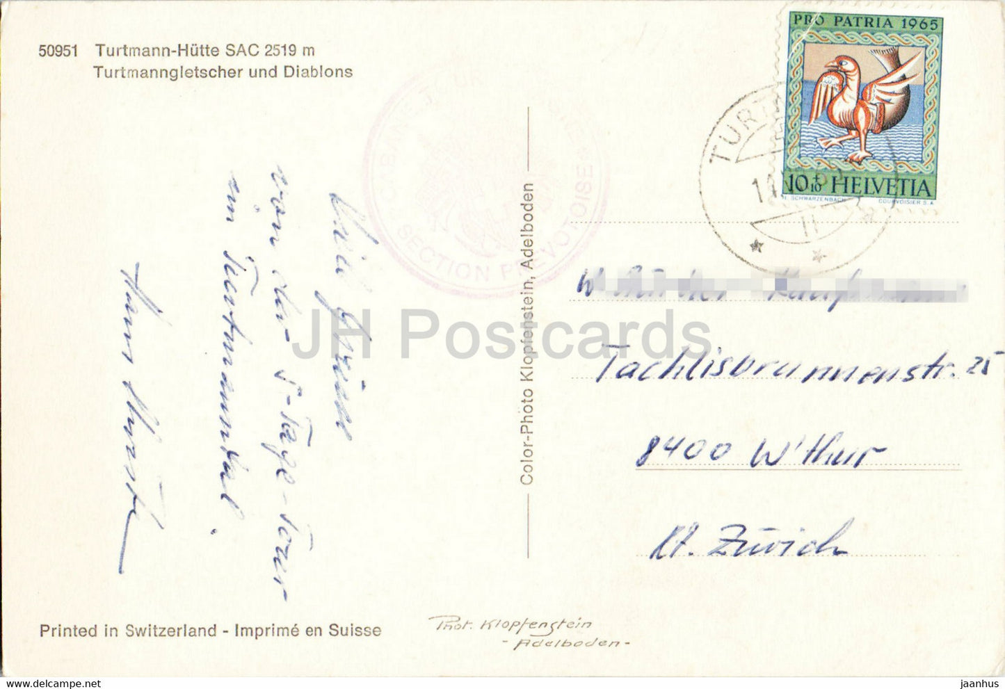 Turtmann Hutte 2519 m - Turtmanngletscher und Diablons - 50951 - Switzerland - used