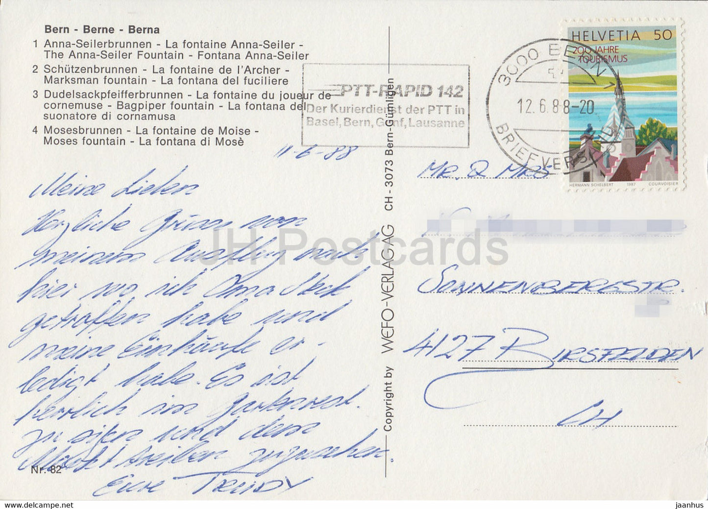 Berne - Berne - Anna Seilerbrunnen - Schutzenbrunnen - Mosesbrunnen - multiview - 1988 - Suisse - d'occasion