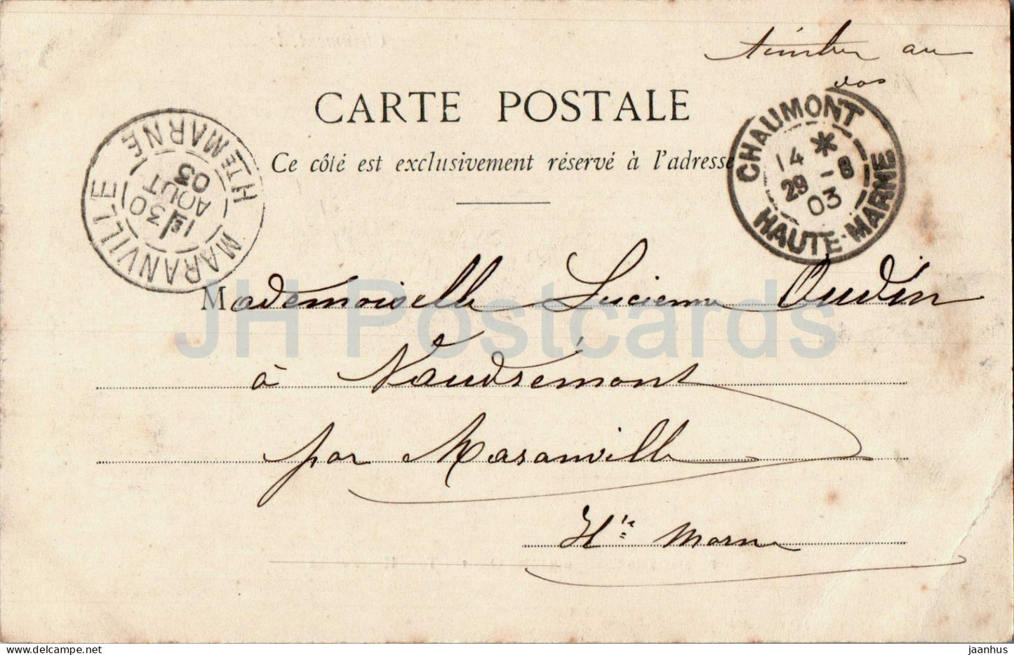 Chaumont - Panorama de Chaumont cote Ouest - Tour Hautefeuille - carte postale ancienne - 1903 - France - oblitéré