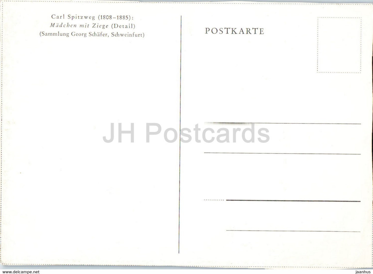 painting by Carl Spitzweg - Madchen mit Ziege - German art - Germany - unused