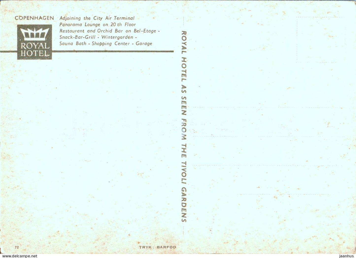 Copenhague - Kobenhavn - Hôtel Royal vu des jardins de Tivoli - 72 - Danemark - inutilisé