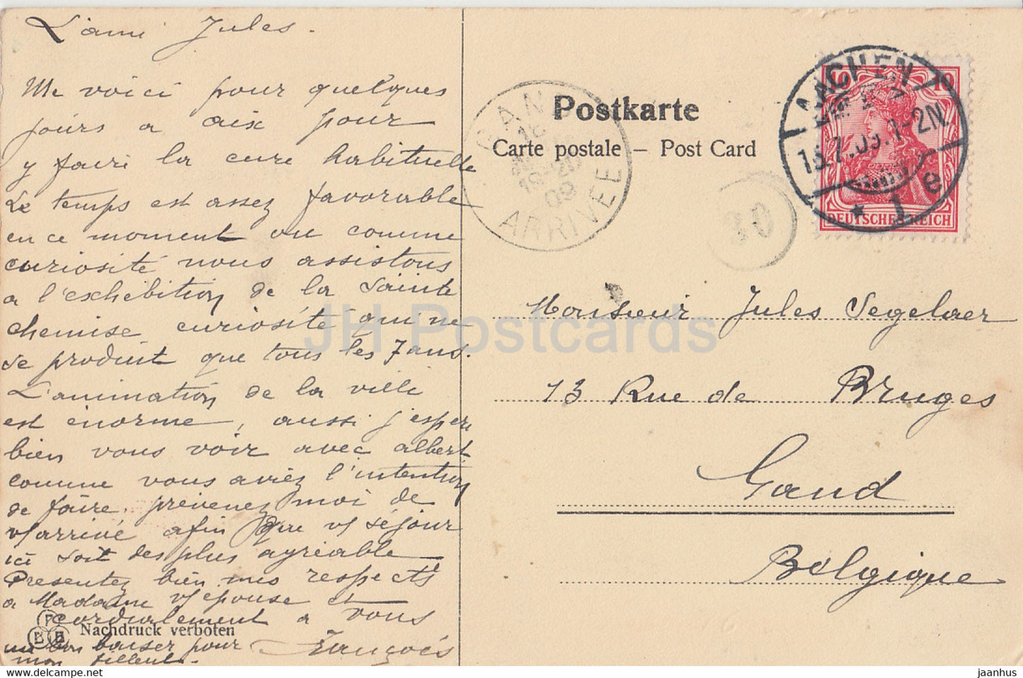 Aachen - Marschiertor - Gemalde v Hermann Killian - old postcard - 1909 - Germany - used