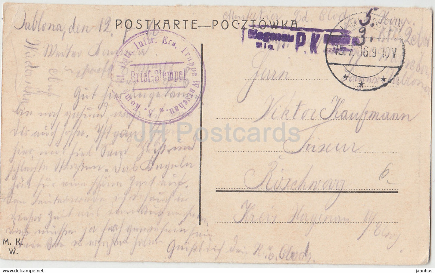 Warschau - Warszawa - Krakauer Vorstadt - Mickiewicz Denkmal - Krakowskie Przedmiescie - old postcard - Poland - used