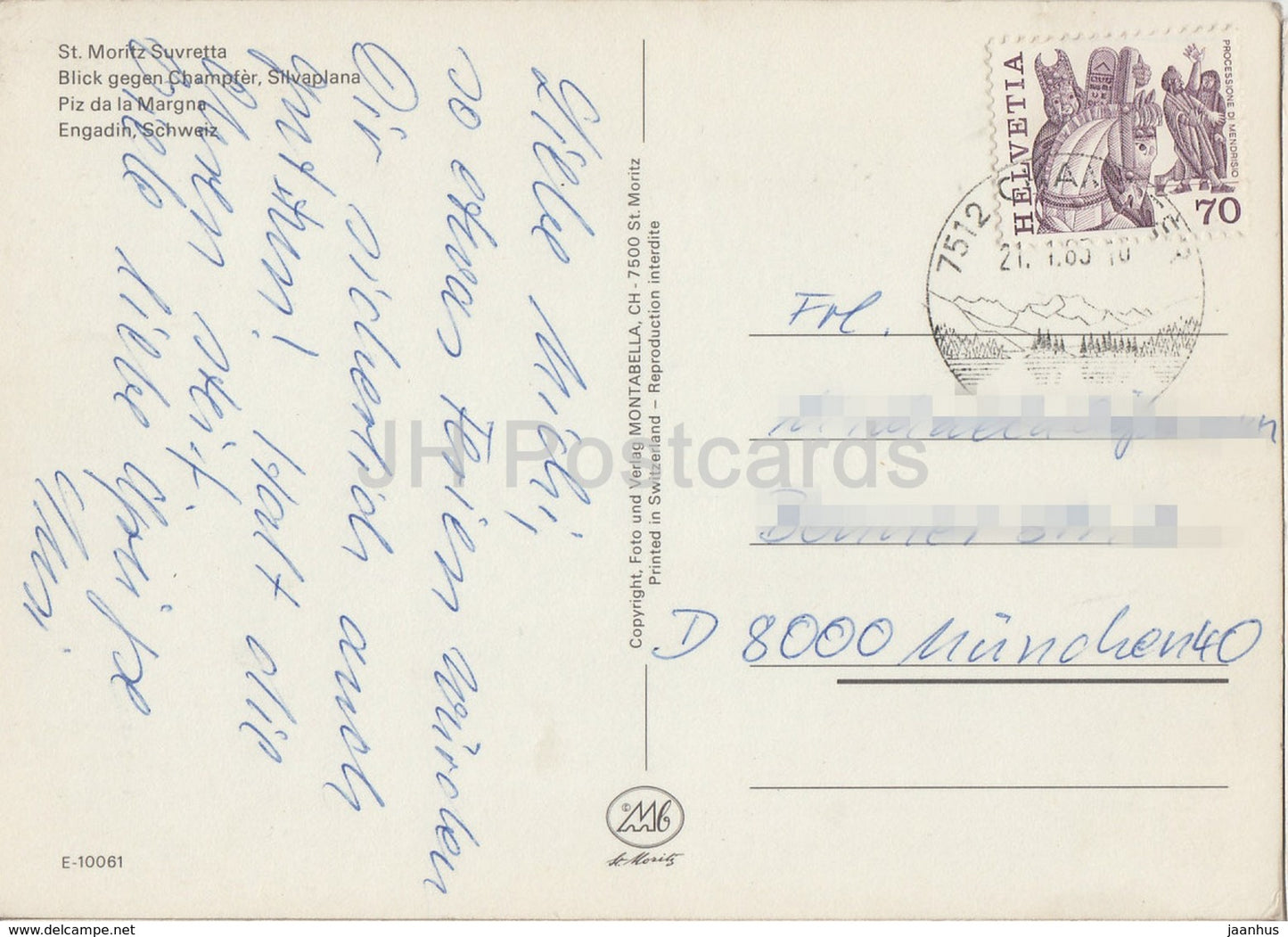 St Moritz - Suvretta - Champfer - Silvaplana - Piz da la Margna - 1985 - Switzerland - used