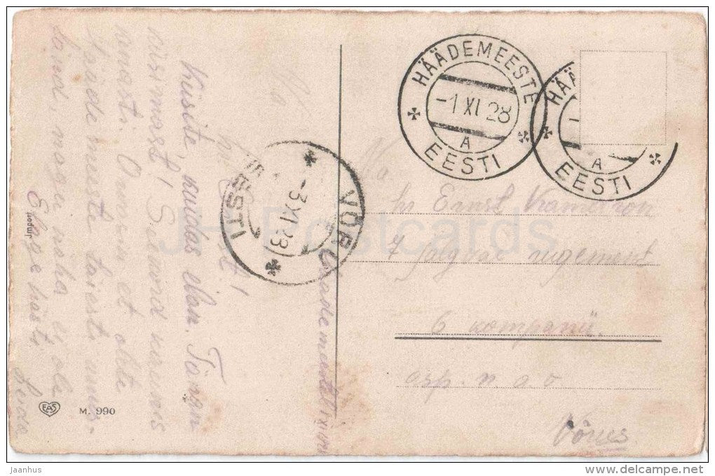 flowers - EAS - 990 - old postcard - circulated in Estonia Võru Häädemeeste 1928 - JH Postcards