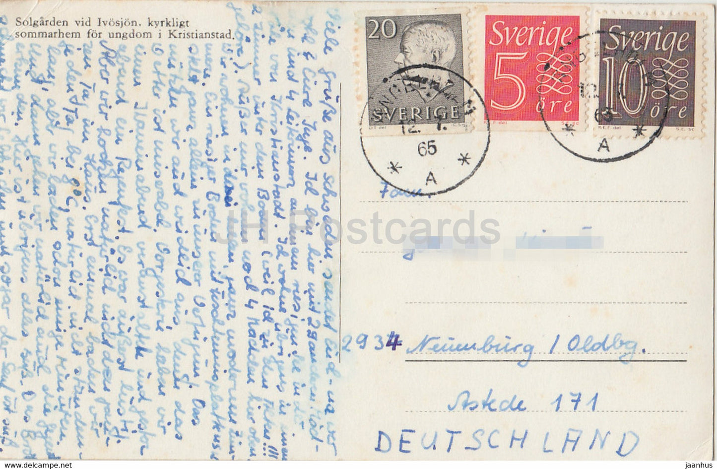 Solgarden vid Ivosjon - kyrkligt sommarhem for ungdom i Kristianstad - 1965 - Sweden - used