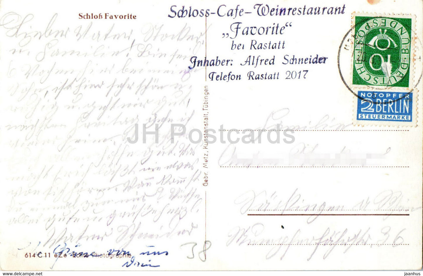 Schloss Favorite - Schloss - alte Postkarte - Deutschland - gebraucht
