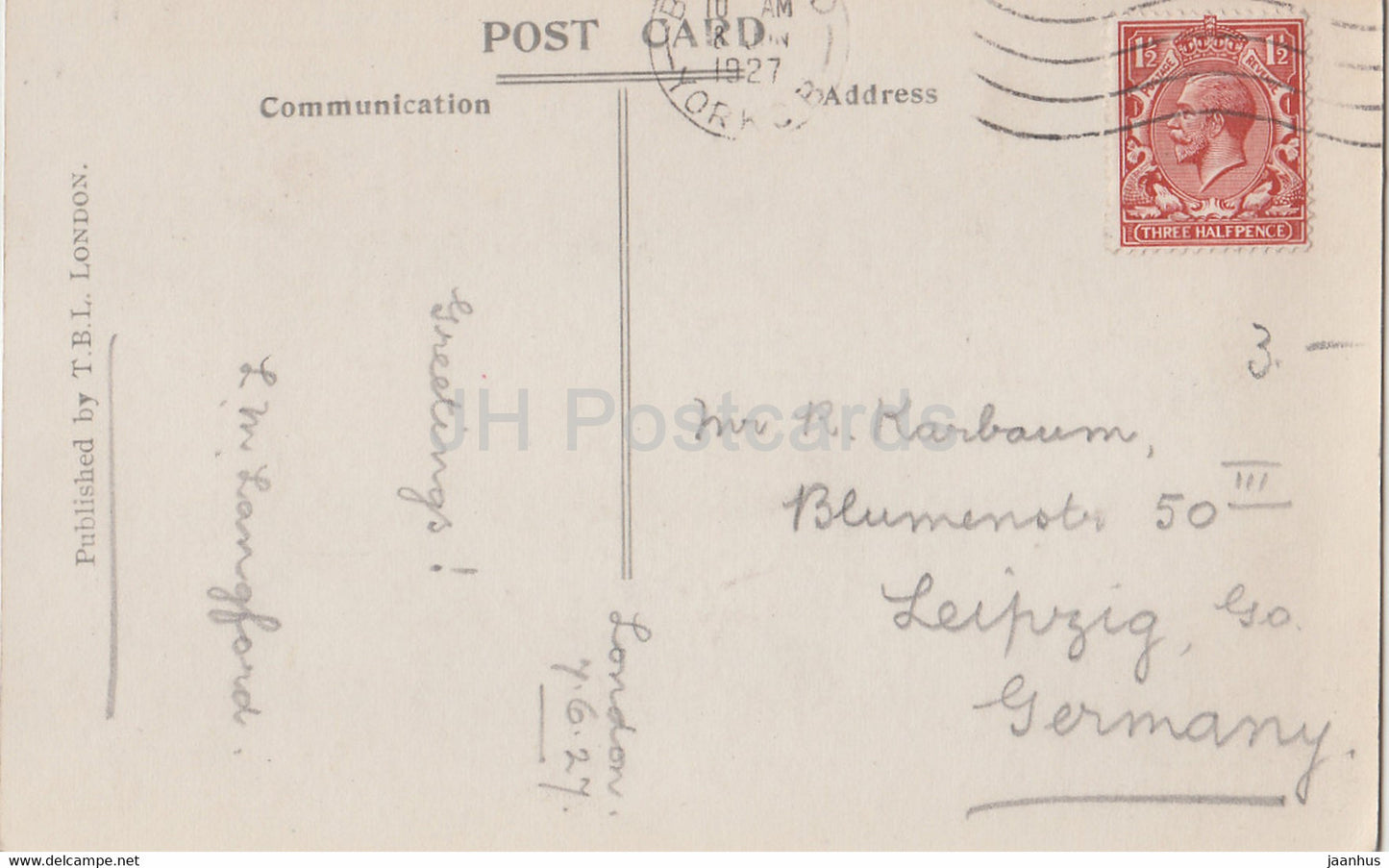 London - Westminster Abbey - tram - 978 - old postcard - 1927 - England - United Kingdom - used