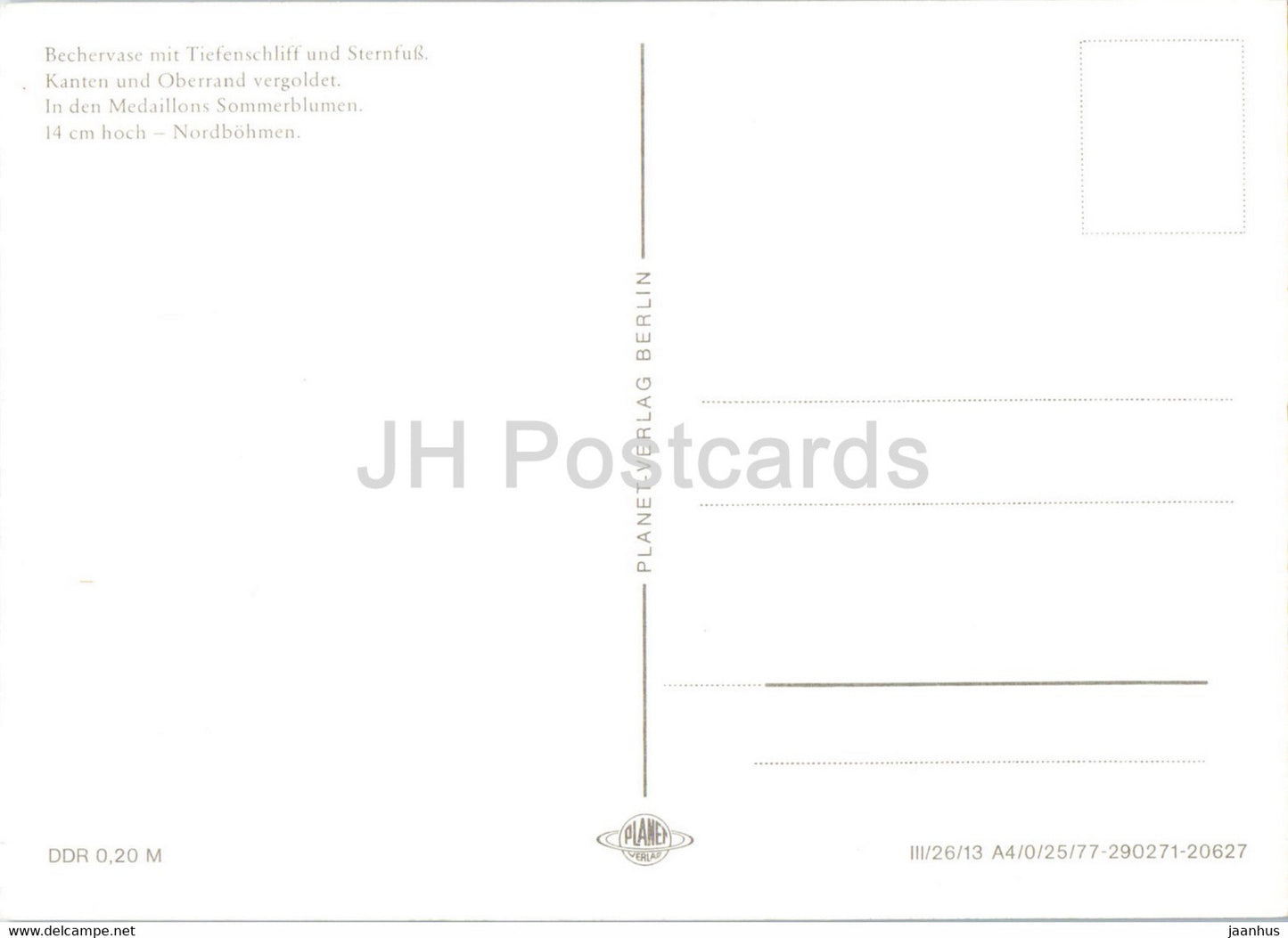 Bechervase mit Tiefenschliff und Sternfuß, Kanten und Oberrand vergoldet - vase - Germany DDR - unused