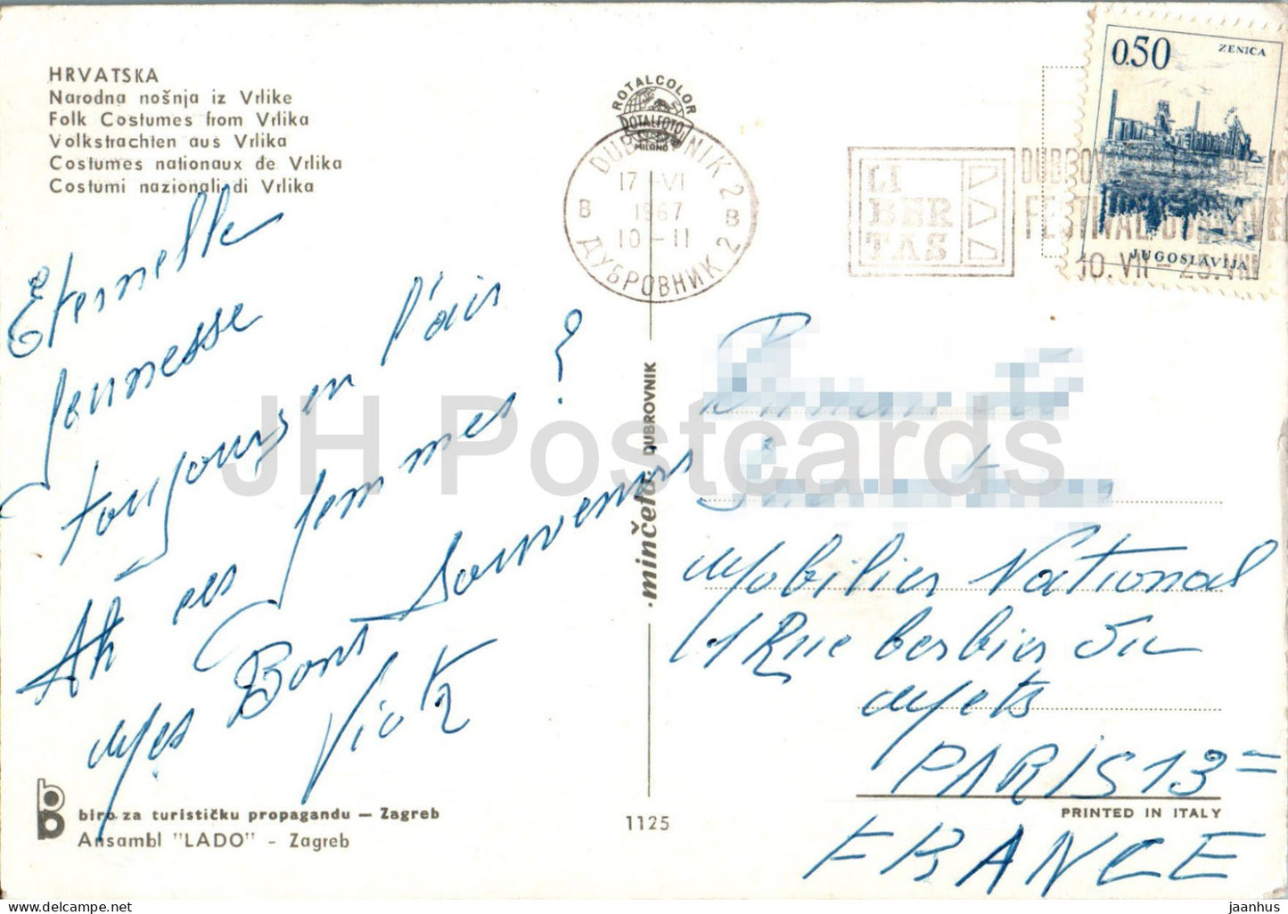 Hrvatska - Folk costumes from Vrlika - ensemble Lado - 1125 - 1967 - Yugoslavia - Croatia - used