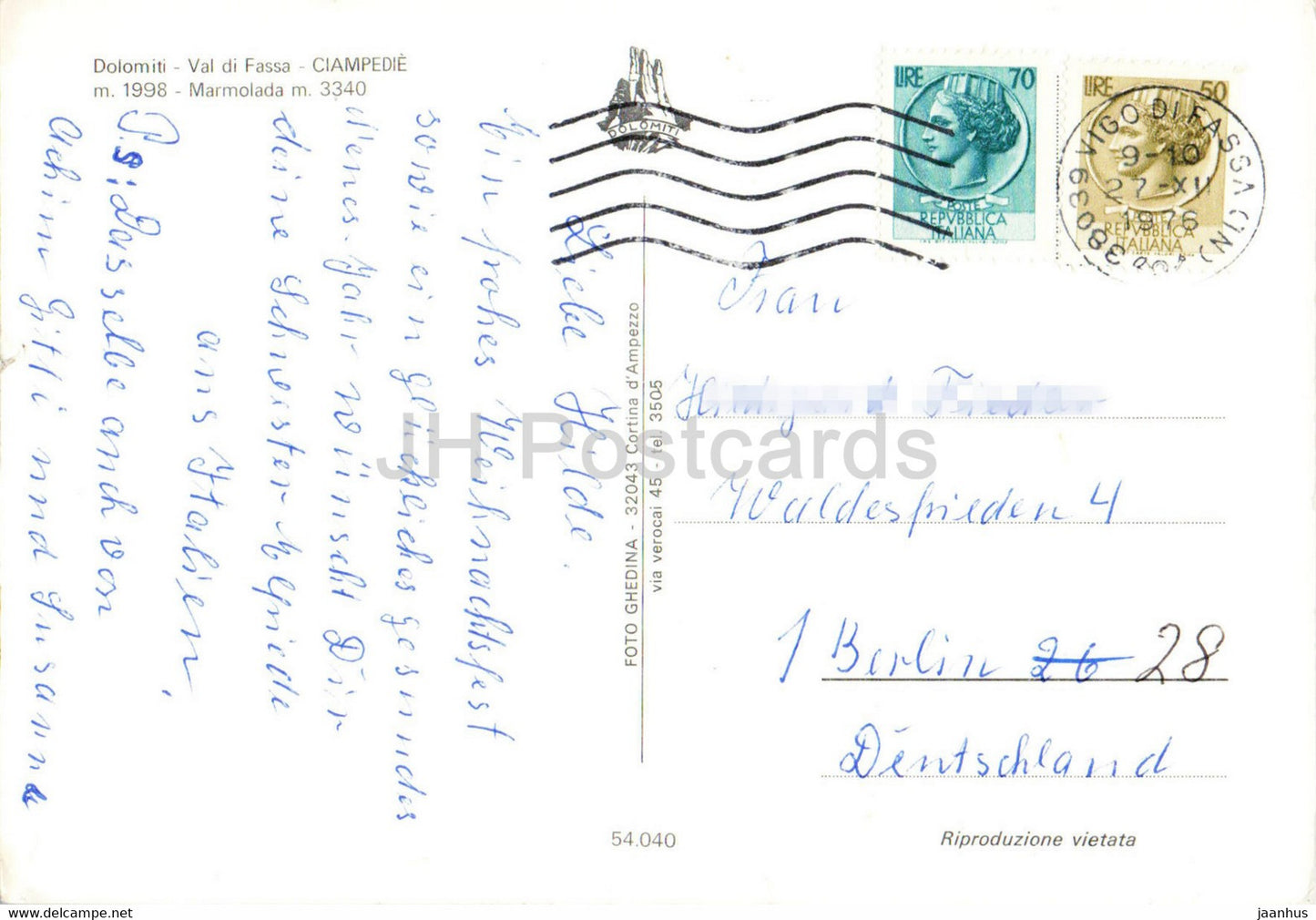 Dolomiti - Val di Fassa - Ciampedie - Marmolada - 1976 - Italy - used