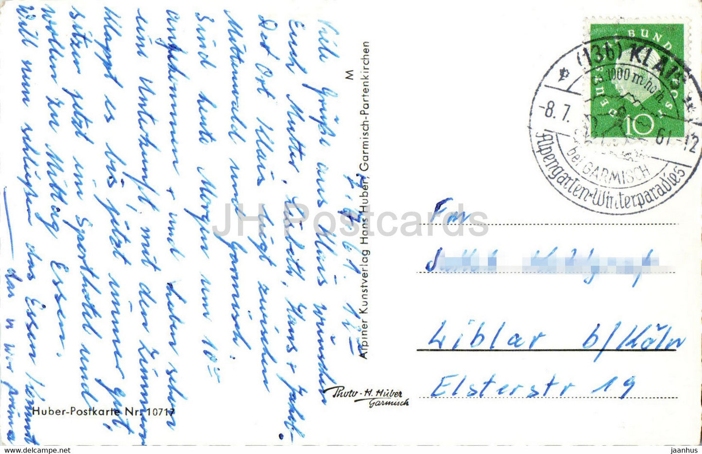 Klais a d Mittenwaldbahn gegen Zugspitzgruppe 2964 m - old postcard - 1961 - Germany - used