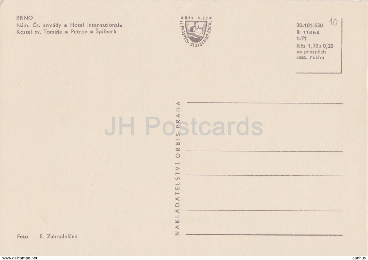 Brünn - Platz - Hotel International - Kirche - Petrov - Spielberg - Straßenbahn - Tschechoslowakei - Tschechische Republik - unbenutzt