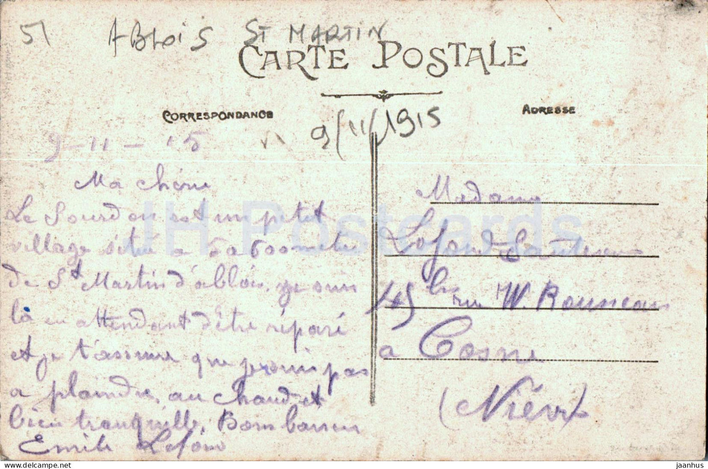 Ablois Saint Martin - Le Sourdon - Grande Source - carte postale ancienne - 1915 - France - occasion