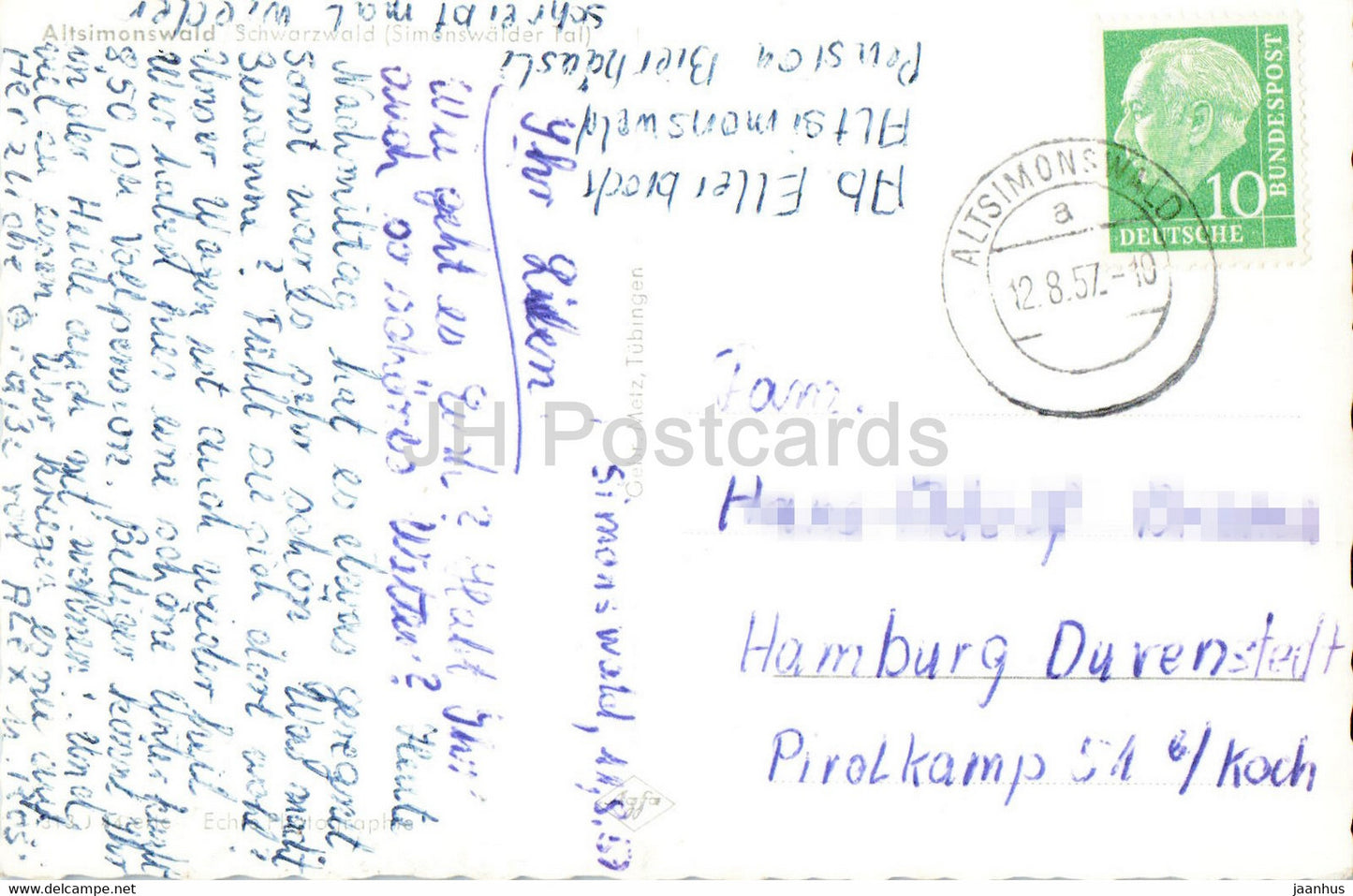 Altsimonswald - Schwarzwald - Simonswalder Tal - alte Postkarte - 1957 - Deutschland - gebraucht