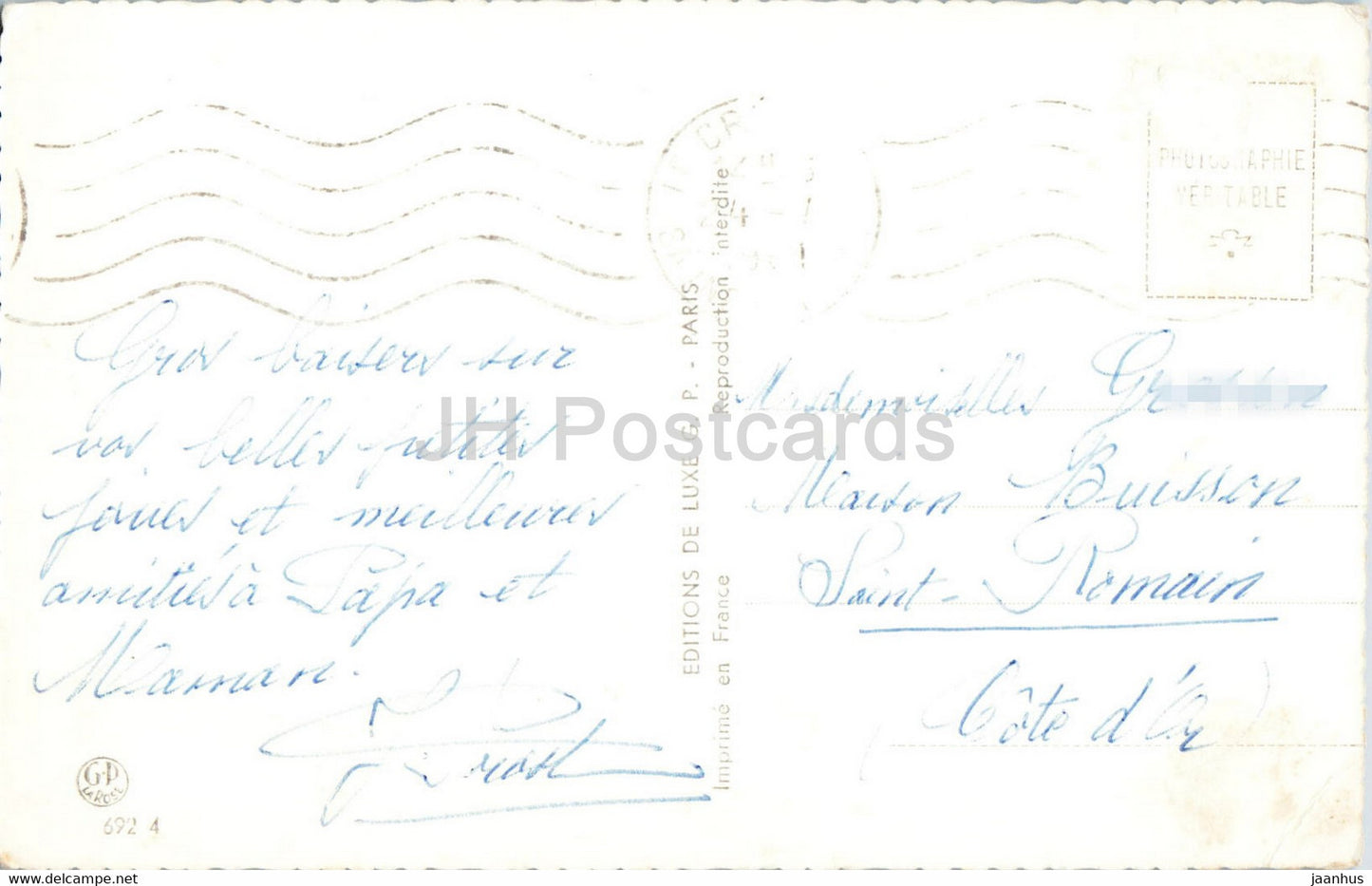 cat - animals - old postcard - France - used