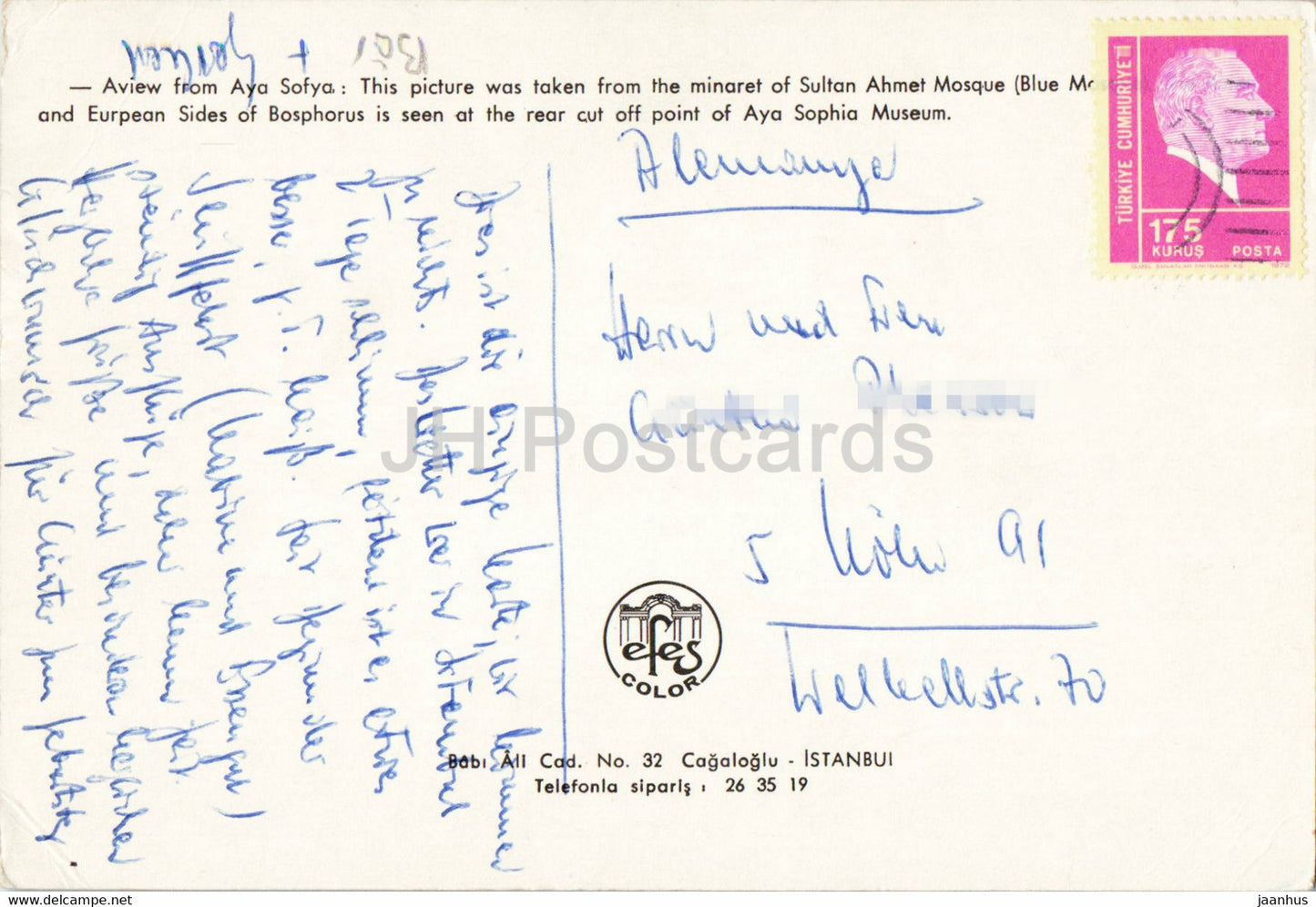 Istanbul - A View from Aya Sofya - Efes Color - Turkey - used