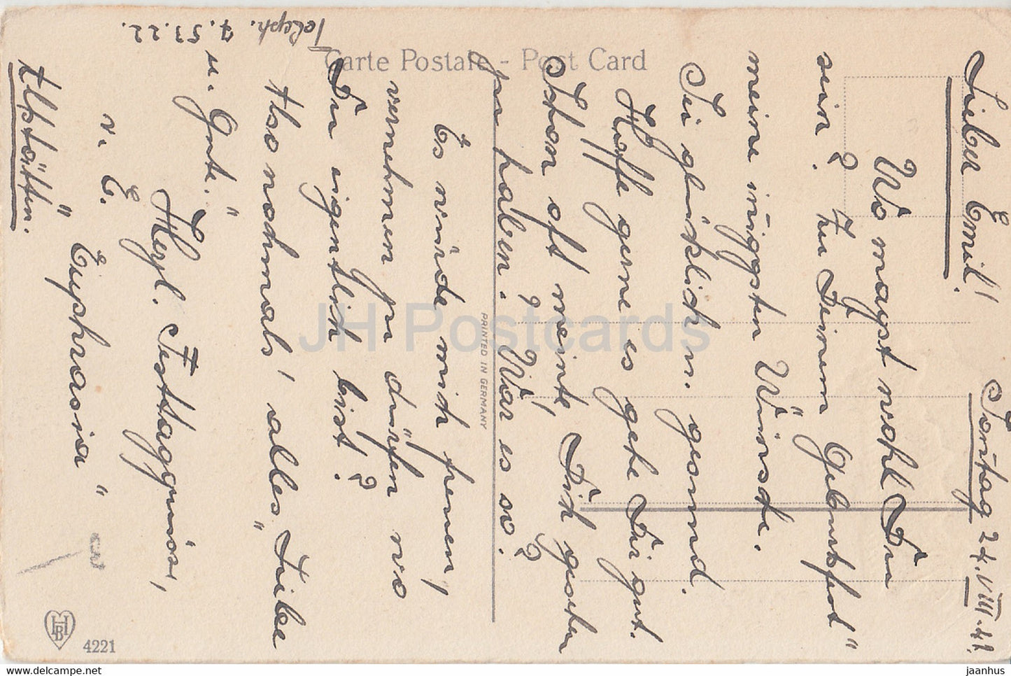 Carte de vœux d'anniversaire - Die Besten Gluckwunsche zum Geburtstage - fleurs HB 4221 - carte postale ancienne - 1922 Allemagne - utilisée