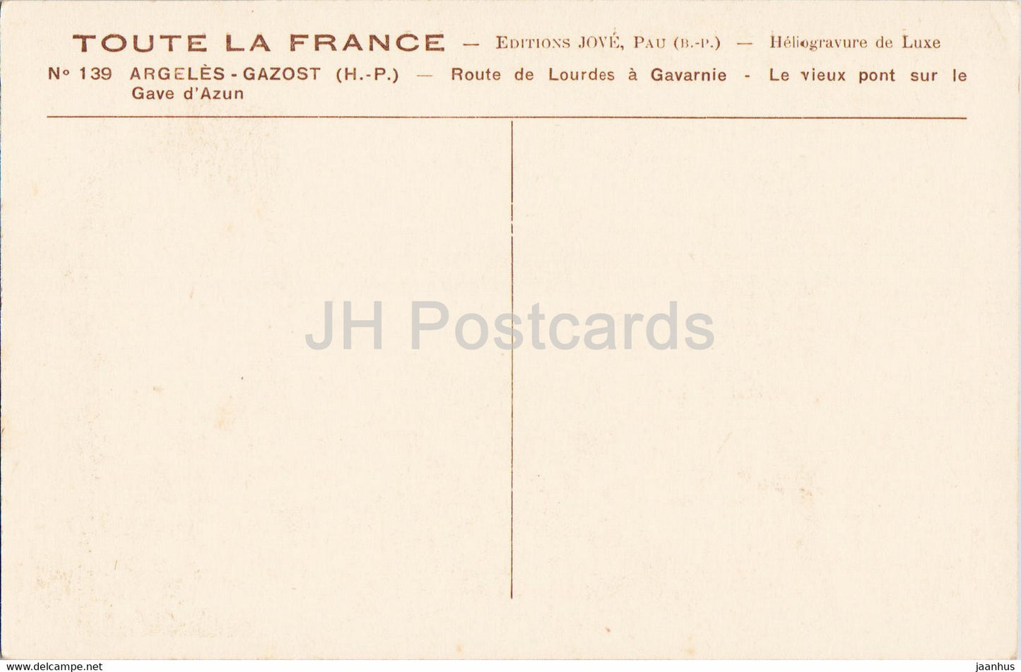 Argeles Gazost - Route de Lourdes a Gavarnie - Le vieux pont sur le - 139 - alte Postkarte - Frankreich - unbenutzt