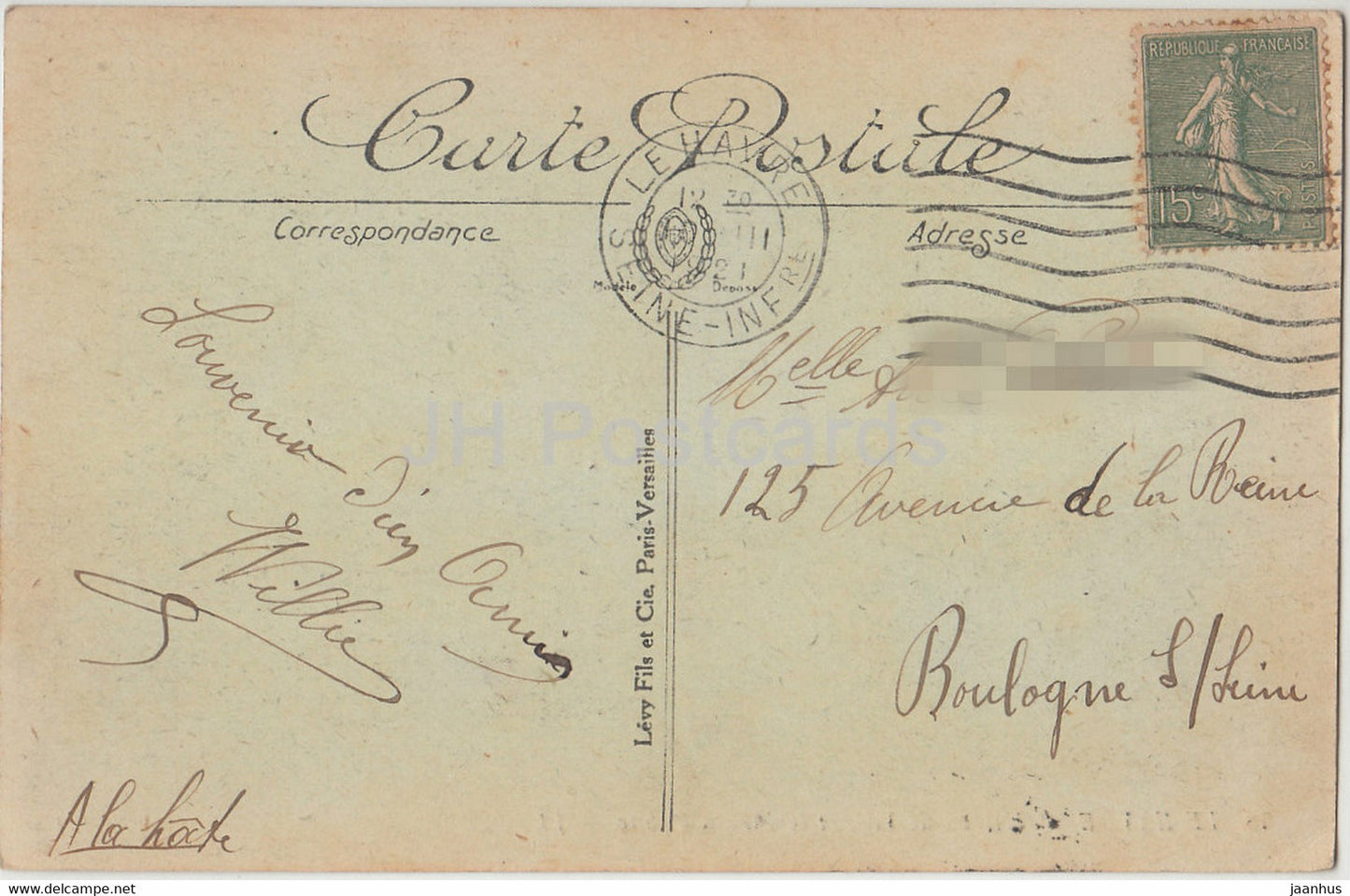 Le Havre - L'Hotel de Ville et le Jardin Public - 78 - old postcard - 1921 - France - used