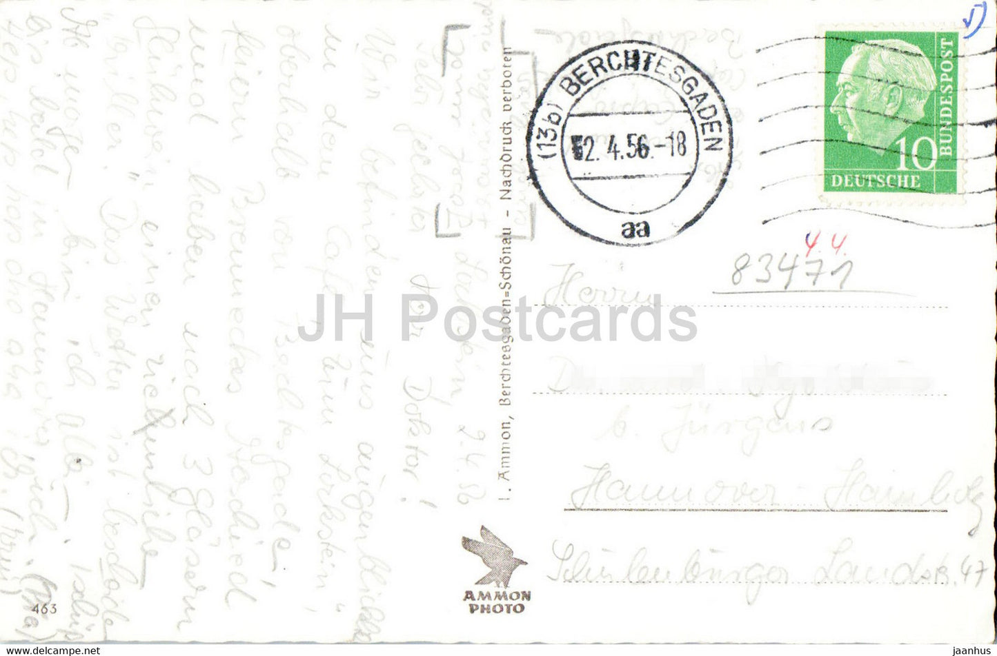 Berchtesgaden mit Lockstein und Untersberg - old postcard - 1956 - Germany - used