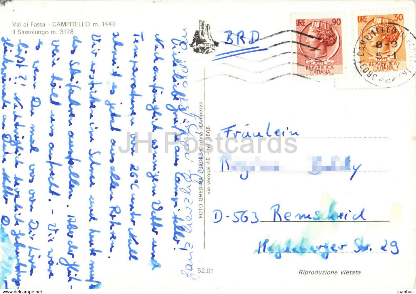 Val di Fassa - Campitello 1442 m - Il Sassolungo 3178 m - 1977 - Italie - occasion
