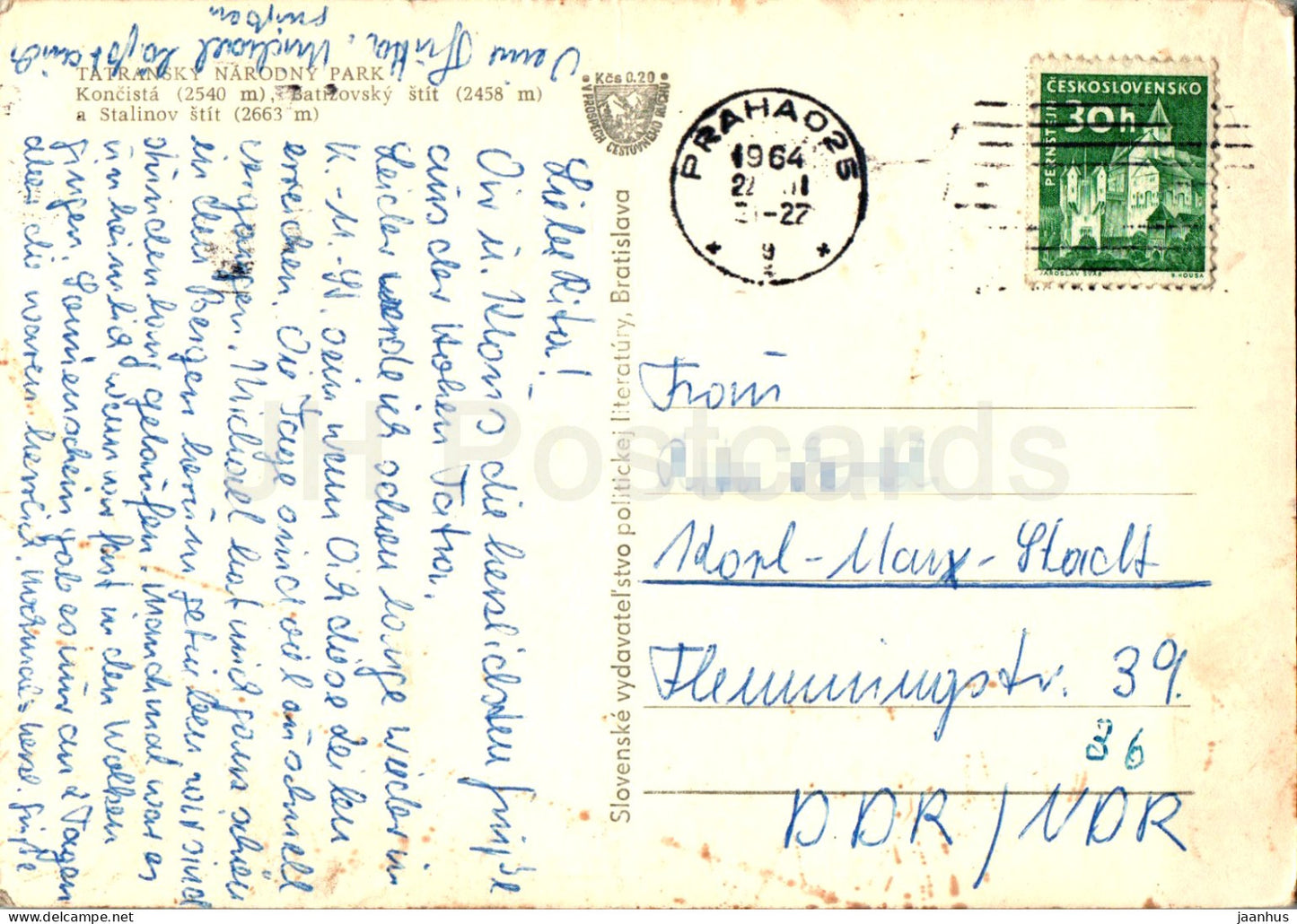 Tatransky Narodny Park - Koncista - Batizovsky stit - Stalino stit - mountains - 1964 - Slovakia - Czechoslovakia - used