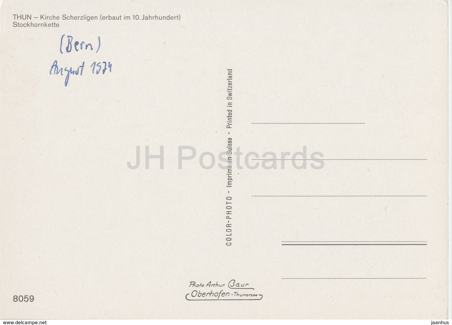 Thoune - Thun - Kirche Scherzlingen - Stockhornkette - Kirche - 8059 - 1974 - Schweiz - gebraucht