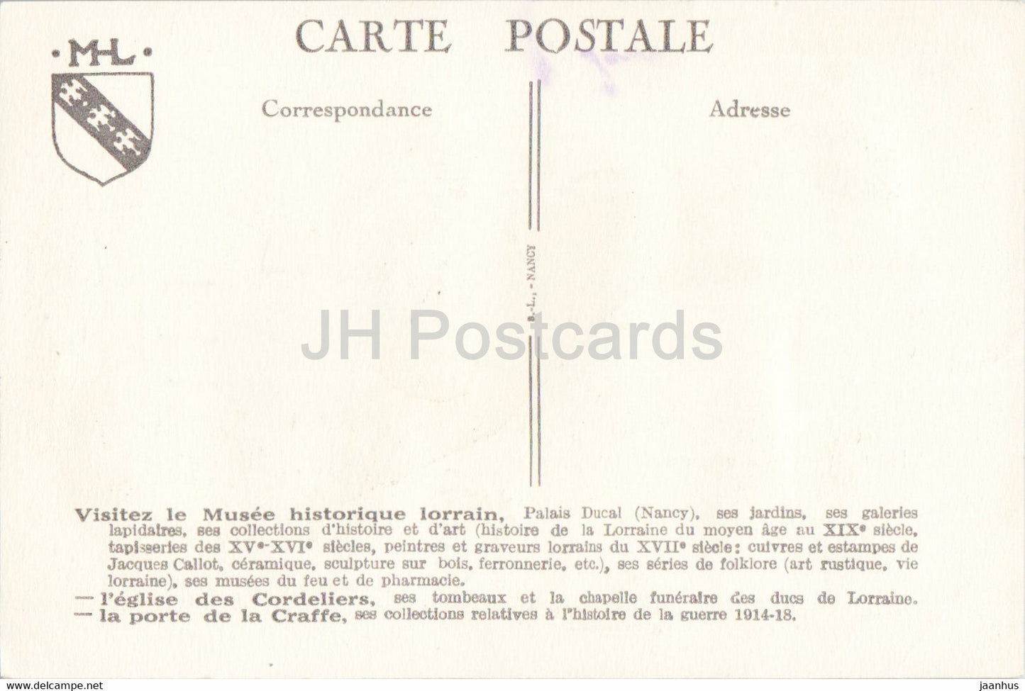Nancy - Musée Lorrain - musée - illustration - carte postale ancienne - France - inutilisée