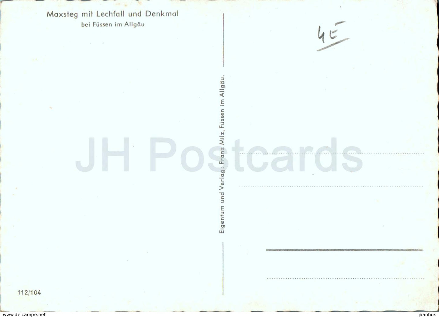 Maxsteg mit Lechfall und Denkmal - Bei Fussen im Allgau - 112/104 - Germany - unused