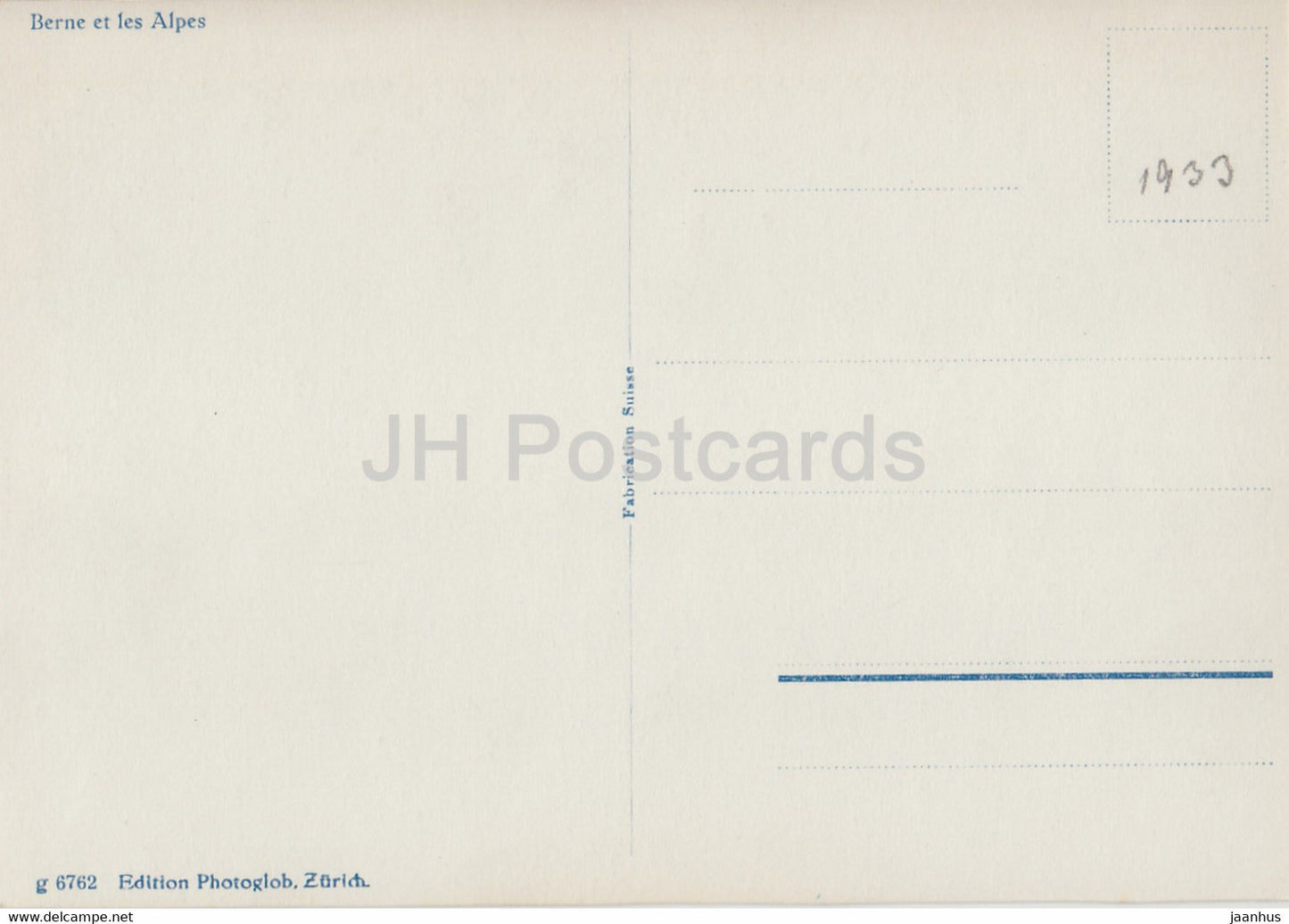 Berne et les Alpes - Bern - 6762 - old postcard - Switzerland - unused