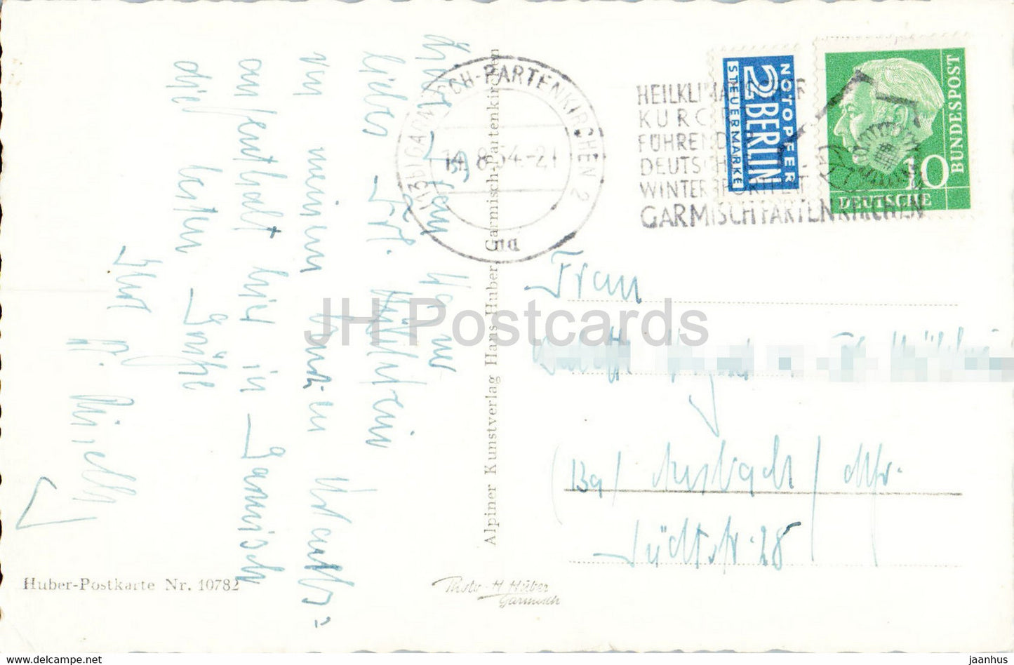 Kramer Plateauweg gegen Zugspitzgruppe - old postcard - 1954 - Germany - used