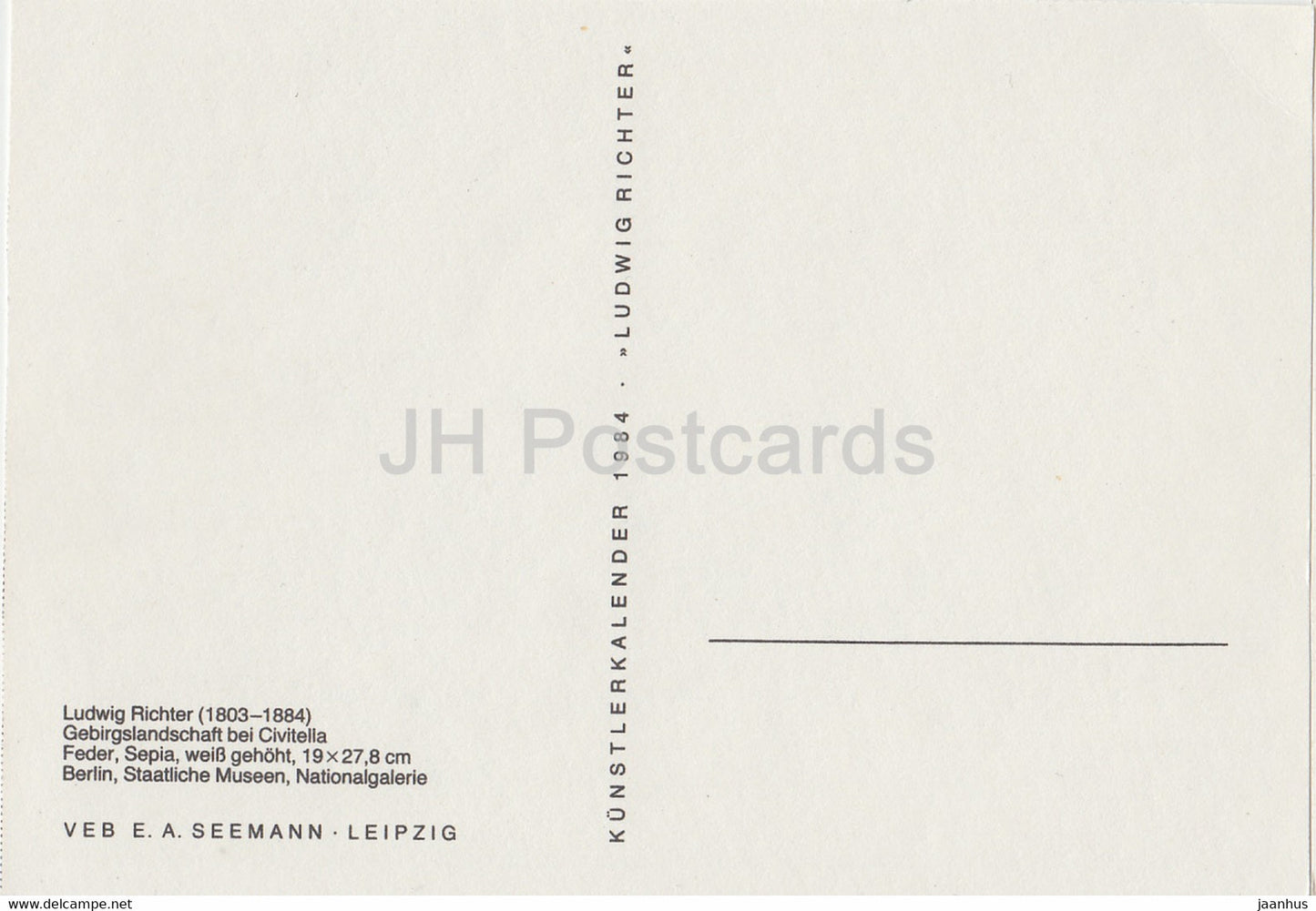 painting by Ludwig Richter - Gebirgslandschaft bei Civitella - German art - Germany - unused