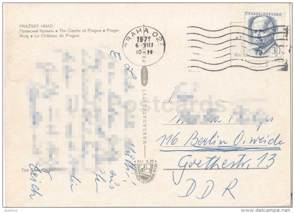 Praha - Prague - The Castle of Prague - Czechoslovakia - Czech - used 1971 - JH Postcards