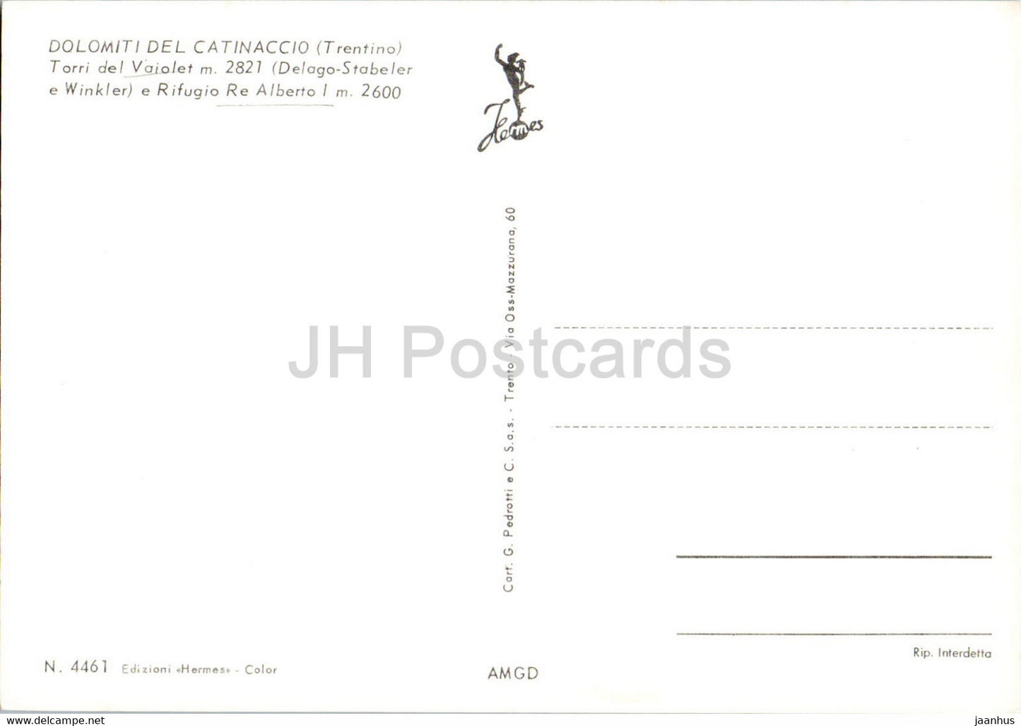 Dolomiti del Catinaccio - Torri del Vaiolet 2821 m - Rifugio Re Alberto 2600 m - Italy - unused