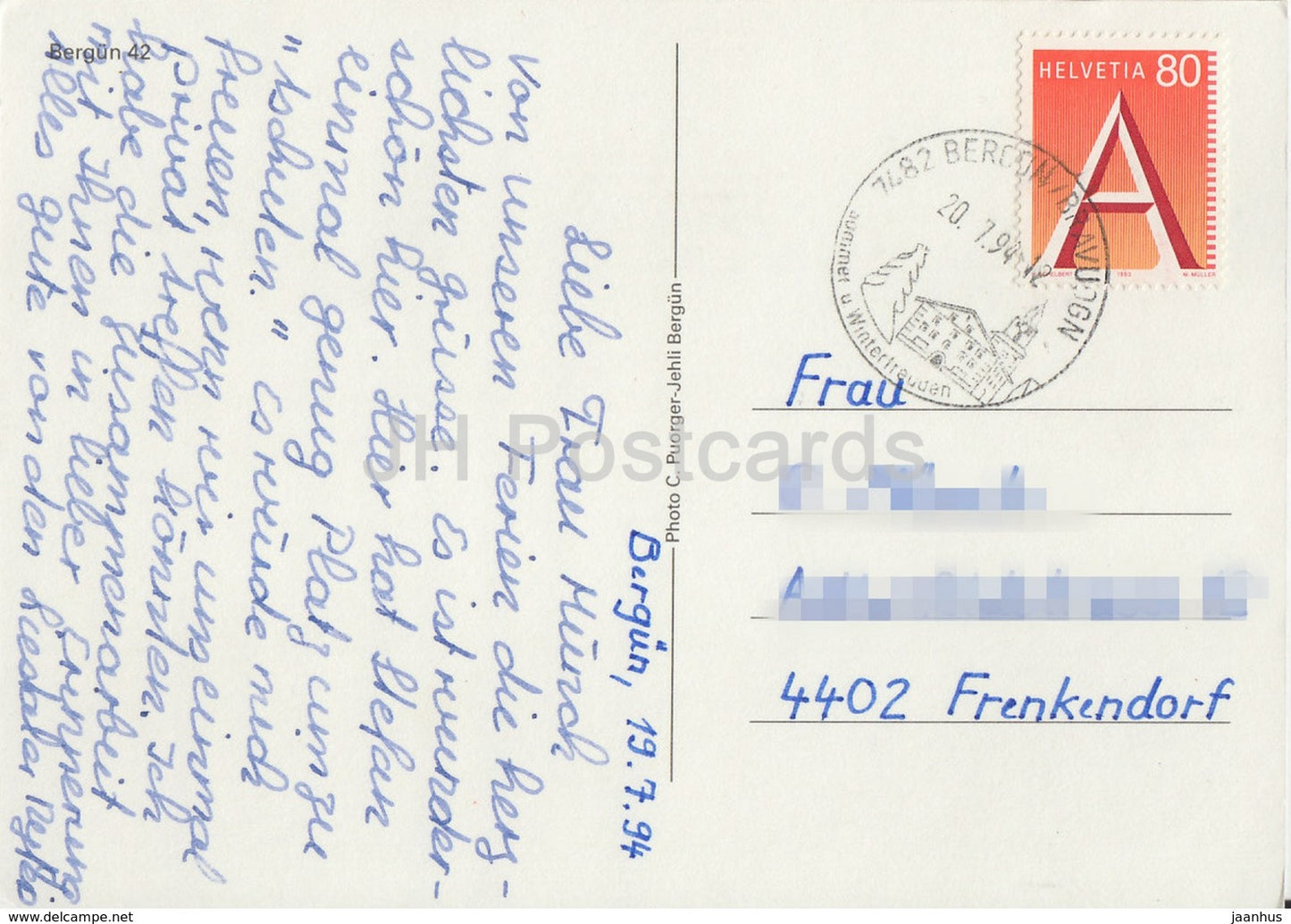 Bergun – 1994 – Schweiz – gebraucht