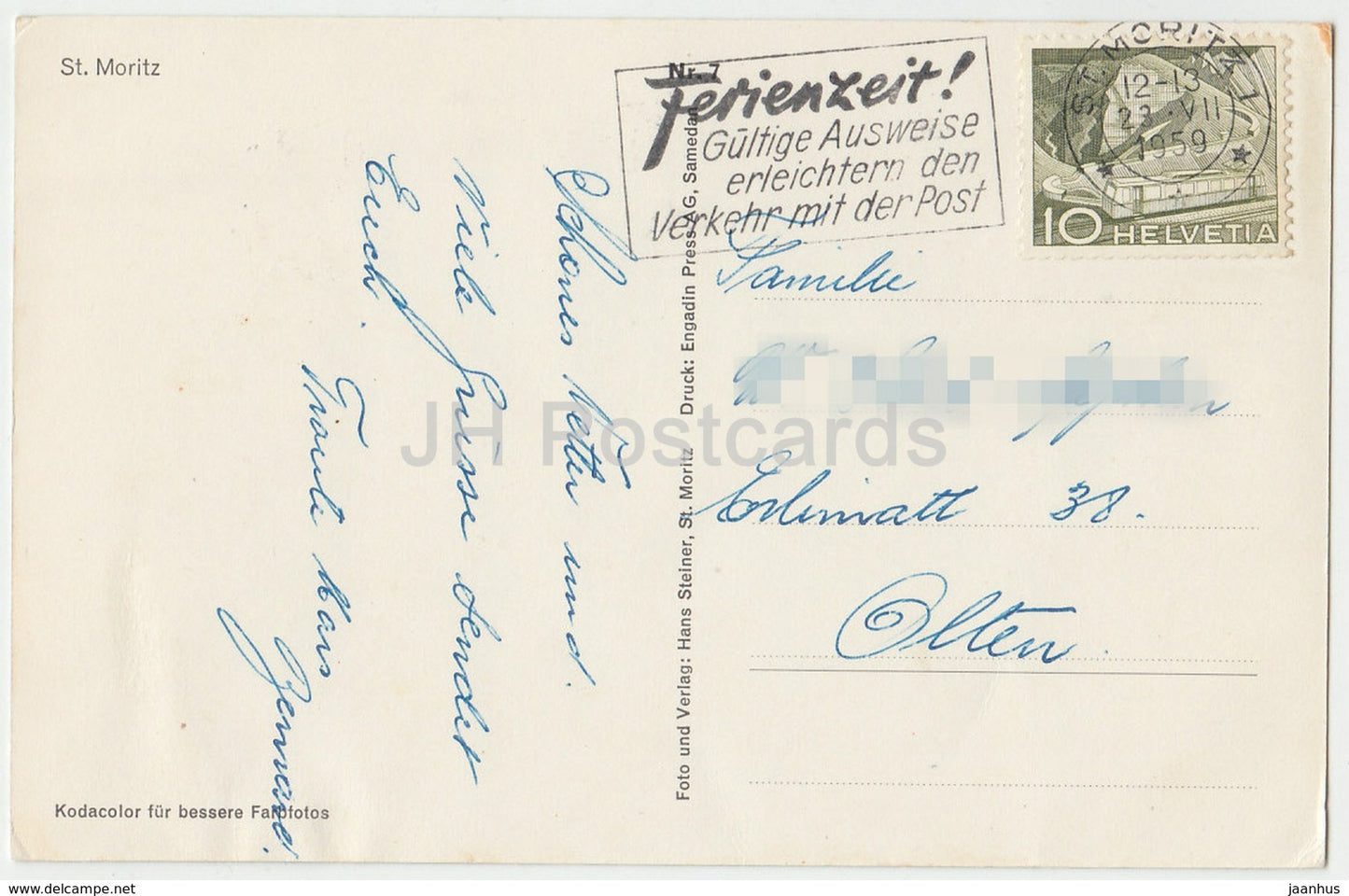 St. Moritz - vue - 1959 - Suisse - utilisé