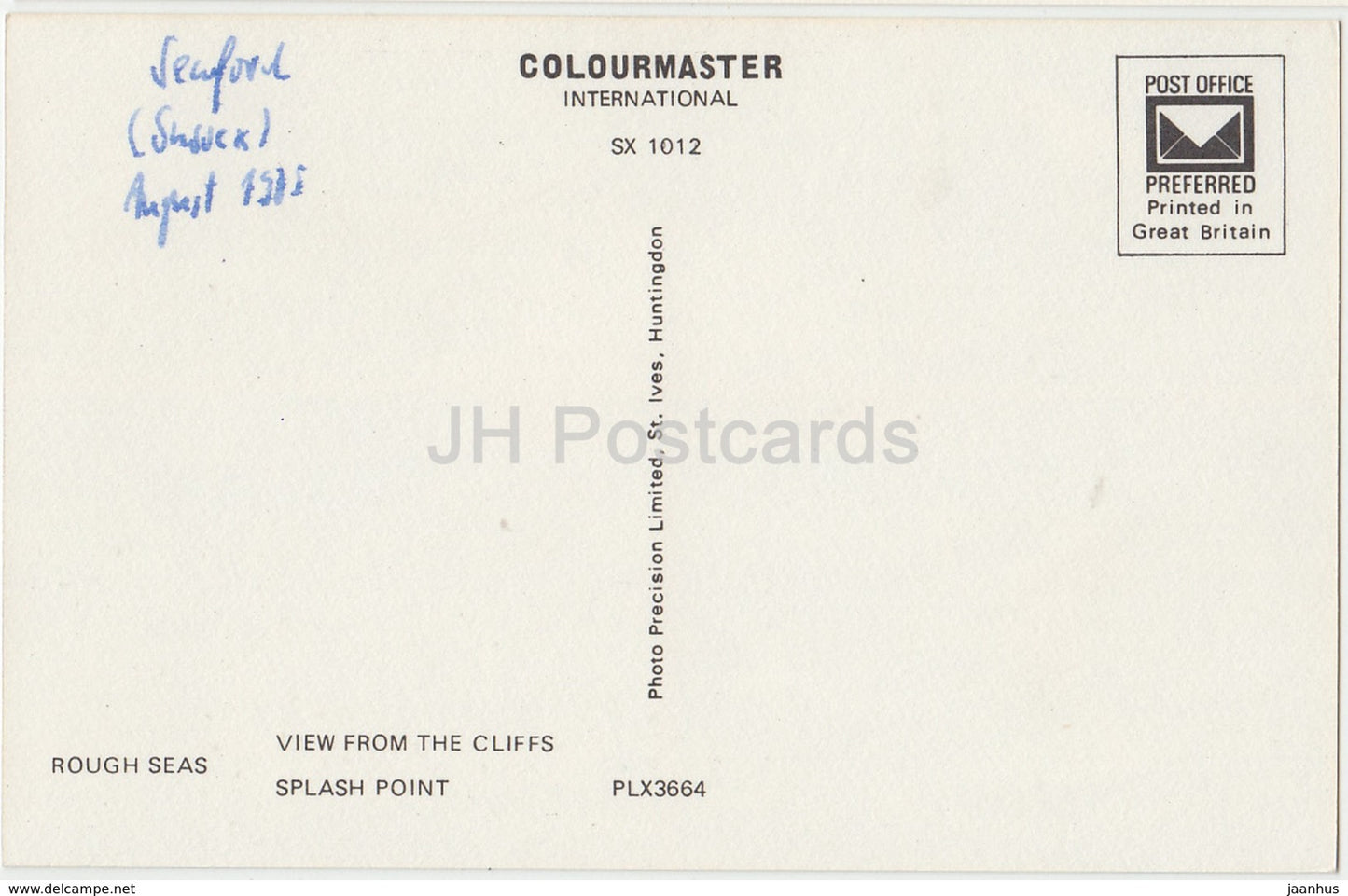 Seaford - Rough Seas - View from the Cliffs - Splash Point - Multiview PLX3664 - 1985 - United Kingdom - England - used