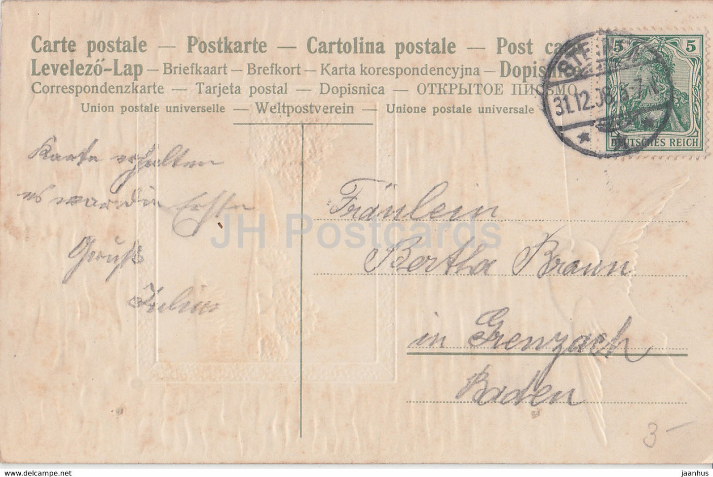 Treues Gedenken - hirondelle - campagne - illustration - 941 N - carte postale ancienne - 1908 - Allemagne - utilisé