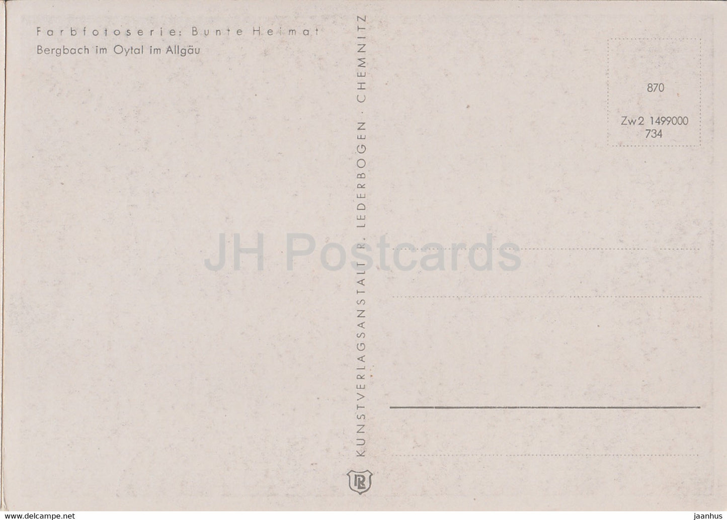 Bergbach im Oytal im Allgau - Farbfotoserie Bunte Heimat - Germany - unused