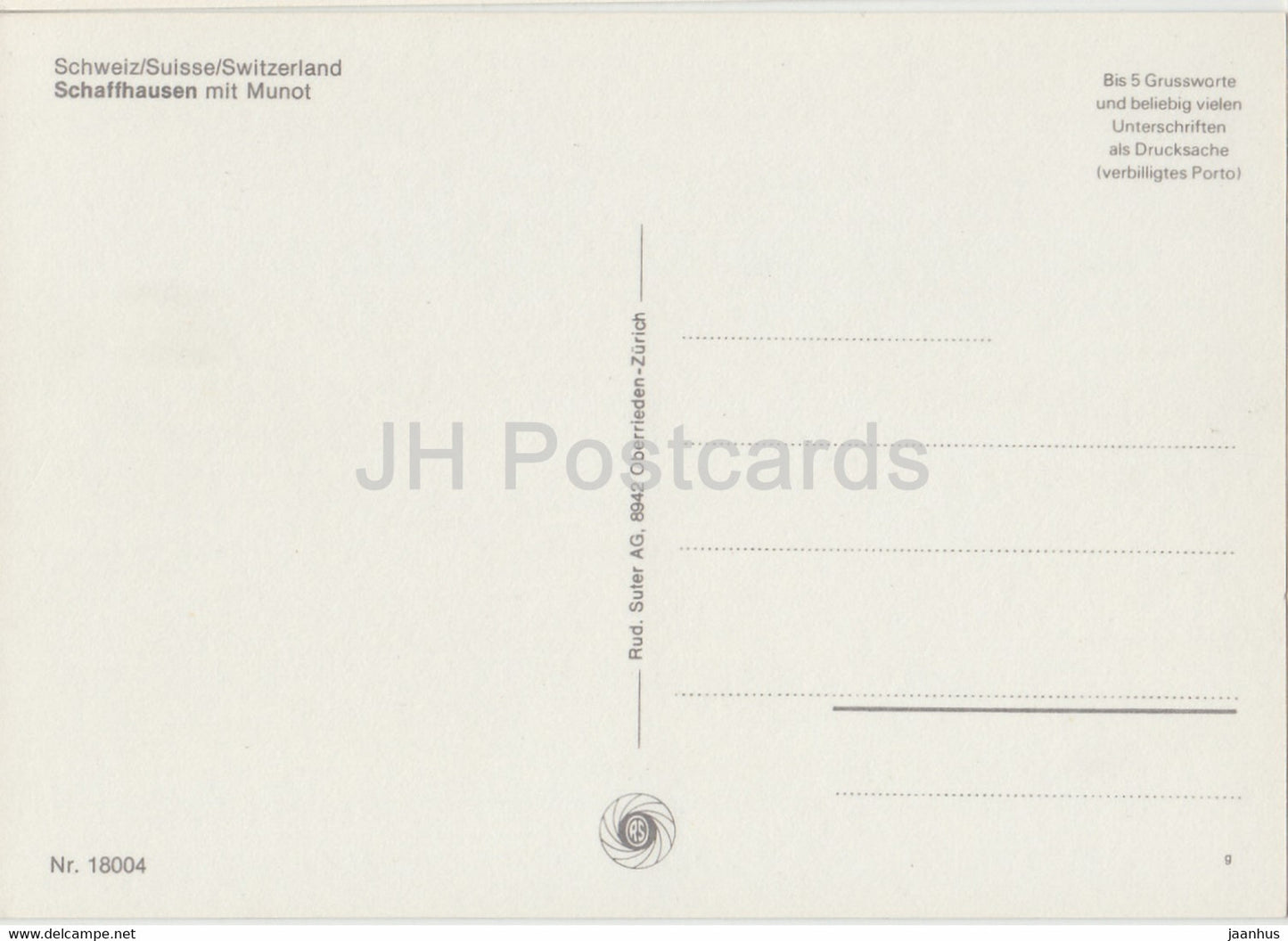 Schaffhausen Munot - 18004 - Switzerland - unused