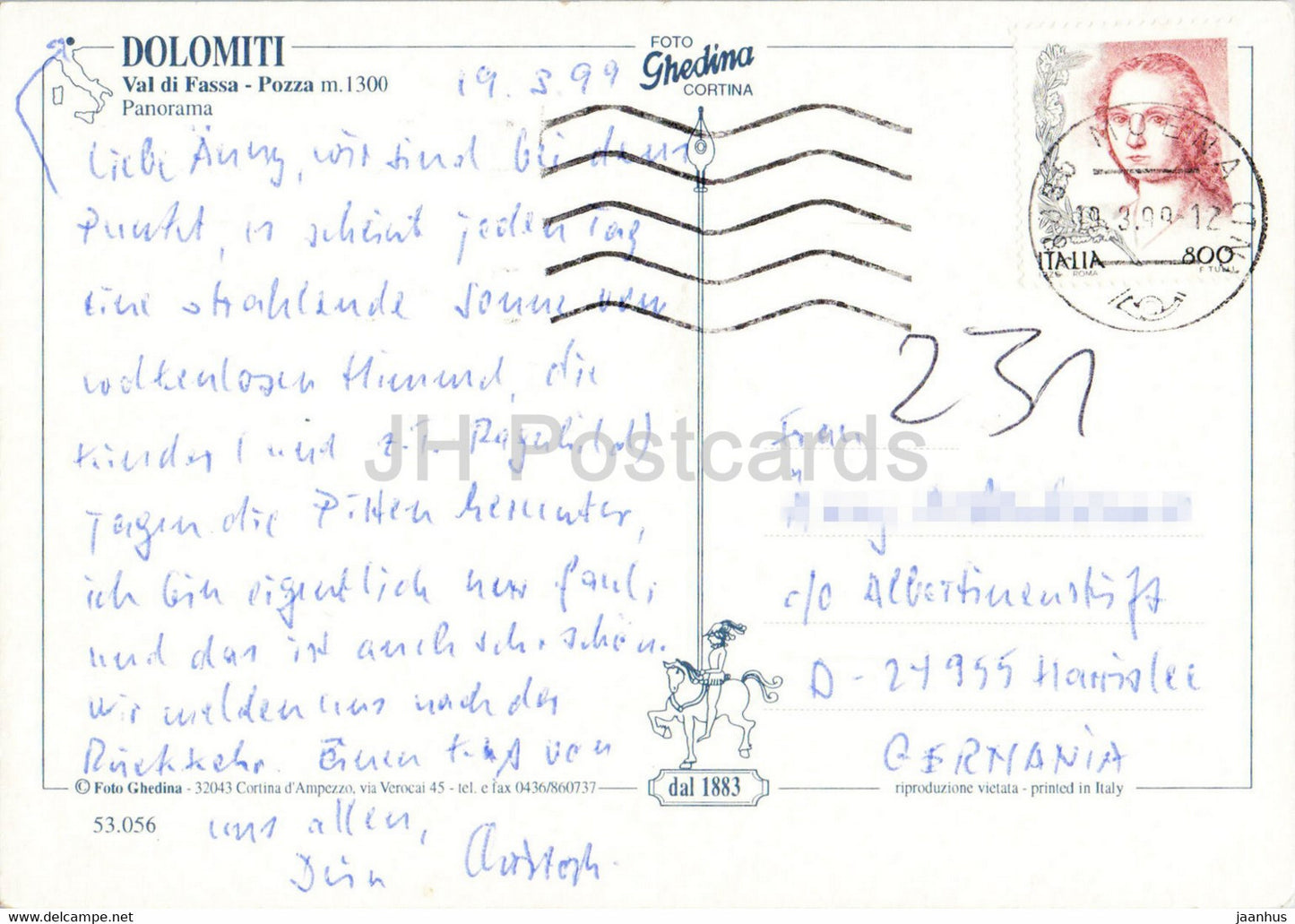 Pozza - Val di Fassa - Dolomiti - Panorama - 1999 - Italy - used