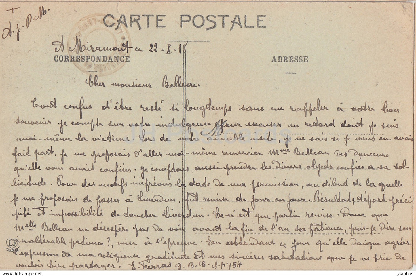 Valentine - Pres St Gaudens - Le Calvaire du Bout du Puig - 546 - 1918 - alte Postkarte - Frankreich - gebraucht