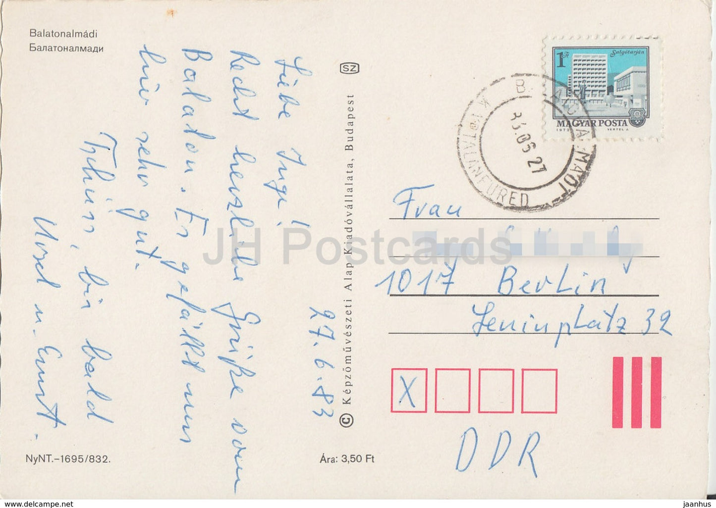 Balaton - Balatonalmadi - Hotel - Segelboot - Postamt - Stadt - Multiview - 1986 - Ungarn - gebraucht